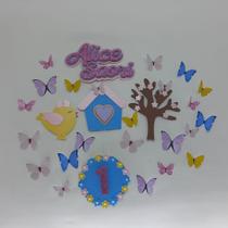 Topo de Bolo Jardim Encantado Borboletas personalizado