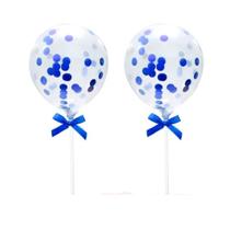 Topo De Bolo Kit Com 02 Bexigas Com Enfeites De Confete