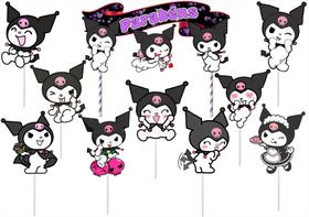 Topo de bolo Kuromi (Hello Kitty) 10 peças