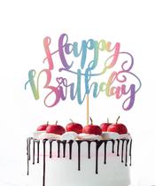Topo de Bolo Naicaek Artesanal com Glitter Arco-Íris para Aniversário Topo de Bolo Naicaek Artesanal com Glitter Arco-Íris para Aniversário