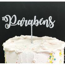 Topo de Bolo Noivos Coração Glitter Prata Sonho Fino Rizzo Confeitaria