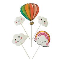 Topo De Bolo Nuvem E Balao Com 5 Itens (6.8x21cm)
