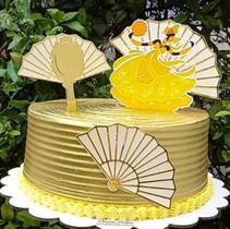 Topo de bolo Orixás, Oxum 3D com dourado