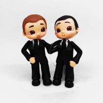 Topo de Bolo para Casamento Gay Casal Masculino em Biscuit (12 cm x 16 cm)