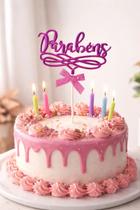 Topo De Bolo Parabéns Decorativo Festa Aniversário Metalizad Rosa Parabéns Topo De Bolo Parabéns Decorativo Festa Aniversário Metalizad Rosa Parabéns