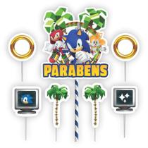 Topo De Bolo Parabéns Tema Sonic Para Festa Eva Impresso