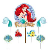 Topo de Bolo Pequena Sereia Ariel EVA Decoração Festa de Aniversário Topo de Bolo Pequena Sereia Ariel EVA Decoração Festa de Aniversário