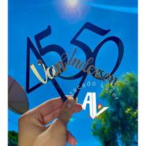 Topo de Bolo Personalizado em Acrílico Espelhado - Nome e Idade - Decoração de Festa Exclusiva Topo de Bolo Personalizado em Acrílico Espelhado - Nome e Idade - Decoração de Festa Exclusiva
