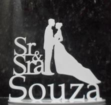 Topo de Bolo Personalizado - Sobrenome do Casal em Acrílico Espelhado