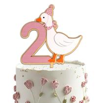 Topo de Bolo Raoformi Ganso Bobo Rosa Número 2 Aniversário Topo de Bolo Raoformi Ganso Bobo Rosa Número 2 Aniversário