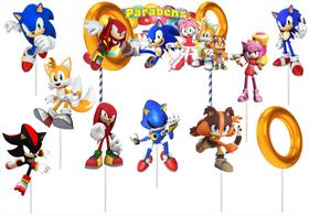 Topo de bolo Sonic e sua Turma 10 peças - produto artesanal