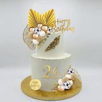 Topo de Bolo SONICEBUY Kit com 36 Peças Tema Ouro Branco para Aniversário