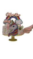 Topo De Bolo Tema UnicOrnio - Ouro