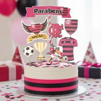 Topo De Bolo Topper Aniversário Futebol Flamengo