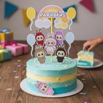 Topo De Bolo Topper Labubu Aniversario Infantil Decoração Topo De Bolo Topper Labubu Aniversario Infantil Decoração
