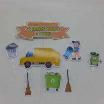 Topo de Bolo Trabalhador Coletor da Cidade Personalizado