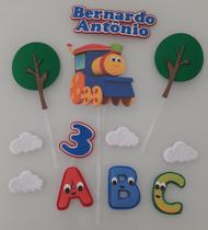 Topo de Bolo Trem ABC personalizado