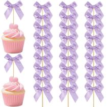 Topo de Bolo Whiosyrt 48 Peças Decoração de Laço Roxo Topo de Bolo Whiosyrt 48 Peças Decoração de Laço Roxo