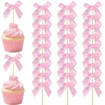 Topo de Bolo Whiosyrt 48 peças Laços Rosa Topo de Bolo Whiosyrt 48 peças Laços Rosa