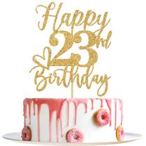 Topo de Bolo Yotawebery Glitter Dourado Aniversário de 23 Anos