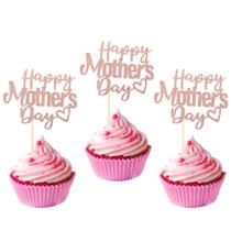 Topo de cupcake YCTHUNFISH 24 unidades com brilho para o Dia das Mães Topo de cupcake YCTHUNFISH 24 unidades com brilho para o Dia das Mães