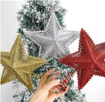 Topo Estrela Aramada Árvore De Natal Glitter Decoração