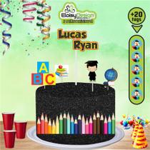 Topo para Bolo ABC (Formatura) + 20 Tags para aniversário