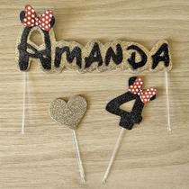 Topo para Bolo Minnie - Decoração de Aniversário Artesanal