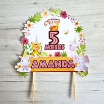 Topo para Bolo Safari - Tema Menino e Menina - Personalizável