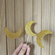 Topo para Docinhos - Lua Brilhante - 6 Unidades em EVA Prata ou Dourado Topo para Docinhos - Lua Brilhante - 6 Unidades em EVA Prata ou Dourado