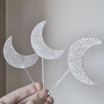 Topo para Docinhos - Lua Brilhante - 6 Unidades em EVA Prata ou Dourado Topo para Docinhos - Lua Brilhante - 6 Unidades em EVA Prata ou Dourado