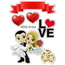 Topo Topper Bolo tema Noivado - Pronto para usar com palitinhos Topo Topper Bolo tema Noivado - Pronto para usar com palitinhos