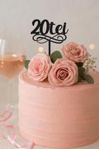 Topo Topper de Bolo 20 anos Preto 20tei 13,5 cm Acrílico Vivarte - Inspire sua Festa Loja