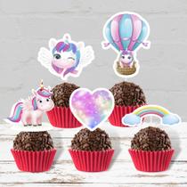 Topo Topper Tag Para Docinhos Unicórnios 50 Uni