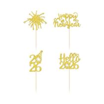 Topos De Cupcake Para O Ano Novo 2026, 24 Peças, Fogos De Artifício, Suprimentos Para Decoração De