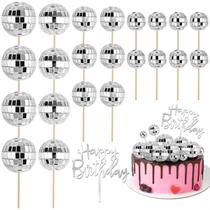 Topos para Bolo Soelomu 23 Peças Conjunto Disco Ball para Aniversário