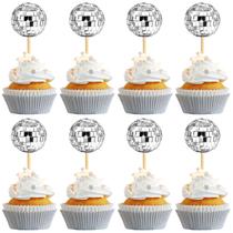 Topos para Cupcake IPAIDUI 24 Peças Bola de Espelho Prateada 3 cm Topos para Cupcake IPAIDUI 24 Peças Bola de Espelho Prateada 3 cm