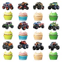 Topos para Cupcakes Pretyps Monster Truck 24 Peças Decoração de Festa Topos para Cupcakes Pretyps Monster Truck 24 Peças Decoração de Festa