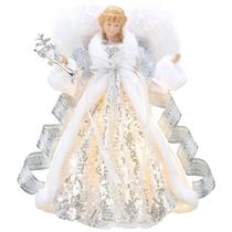 Topper de árvore de anjo de Natal Valery Madelyn 30 cm com luz LED