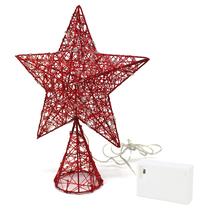 Topper de árvore de Natal CVHOMEDECO Red Star com luzes LED