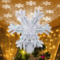 Topper de árvore de Natal Euvinev Snowflake com luzes giratórias