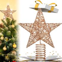 Topper de árvore de Natal Gejoy Champagne Gold Star 25cm