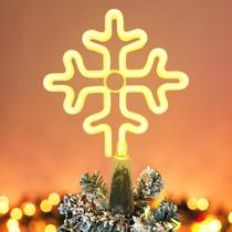Topper de árvore de Natal KOUPA Snowflake com luzes LED brancas quentes