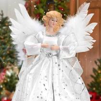 Topper de árvore de Natal Lighted Angel White 32cm LHMTQVK Topper de árvore de Natal Lighted Angel White 32cm LHMTQVK