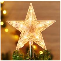 Topper de árvore de Natal Lighted Star 24 cm com 10 lâmpadas brancas quentes
