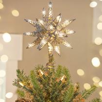 Topper de árvore de Natal Luxspire 3D Star Lighted Silver