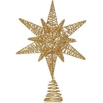 Topper de árvore de Natal Ornativity Gold Star 3D Glitter 16cm