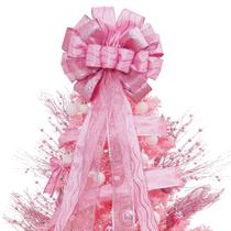 Topper de árvore de Natal TBD DECOR Laço rosa com cetim brilhante