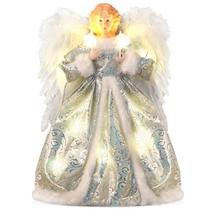 Topper de árvore de Natal WOKEISE Angel com luzes prateadas