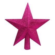 Topper de árvore de Natal YYCRAFT Glitter Star 25 cm rosa choque